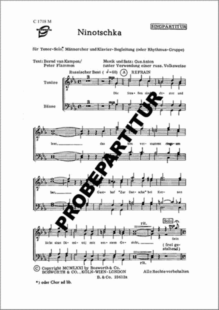 Ninoschka Men's Choir scores gallery preview page 1