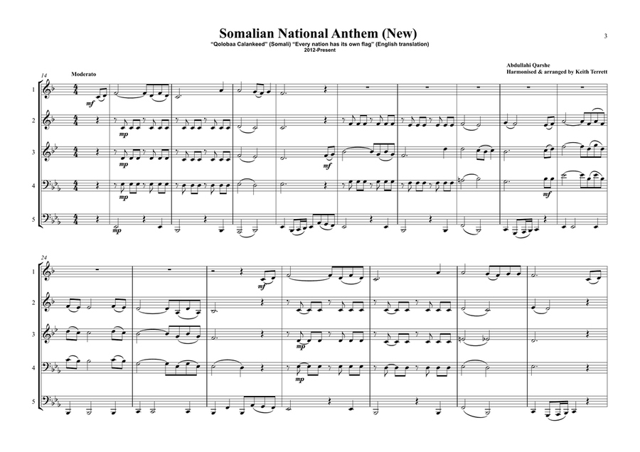 Somalian National Anthem for Brass Quintet (Old & New) (MFAO World National Anthem Series) Brass Quintet scores gallery preview page 3