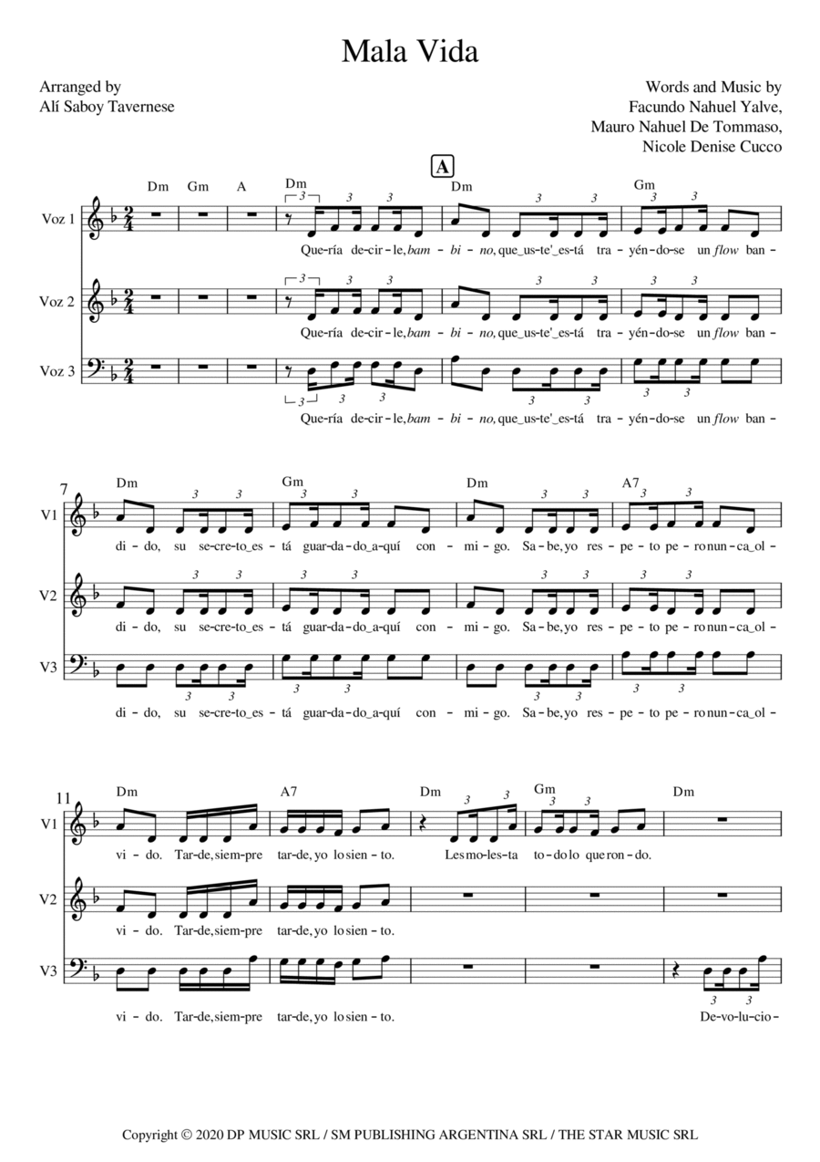 Mala Vida 3-Part scores gallery preview page 1