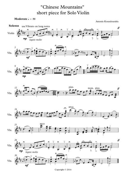 Chinese Mountains short piece for Solo Violin image number null