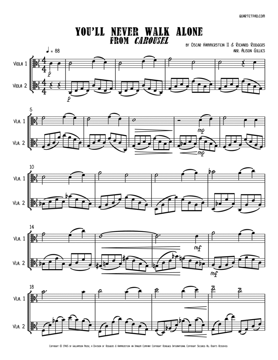 You'll Never Walk Alone String Duet scores gallery preview page 1
