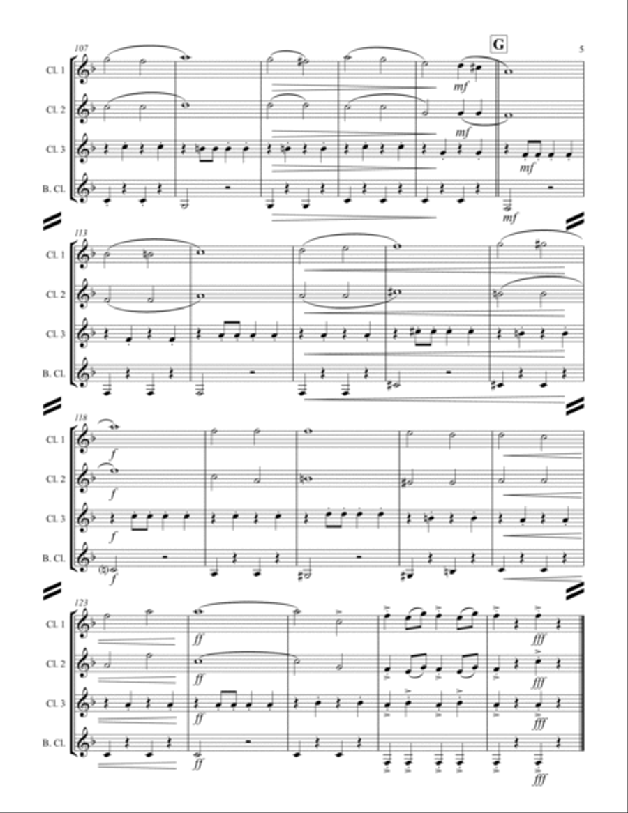 March – Entry of the Gladiators (for Clarinet Quartet) Clarinet Quartet scores gallery preview page 6