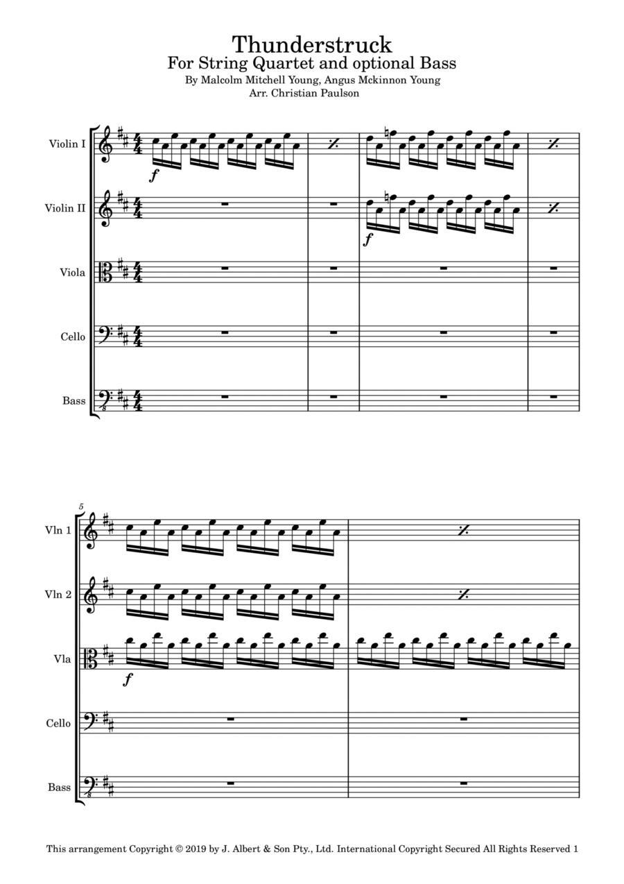 Thunderstruck String Quartet scores gallery preview page 1