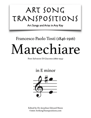 Book cover for TOSTI: Marechiare (transposed to E minor)