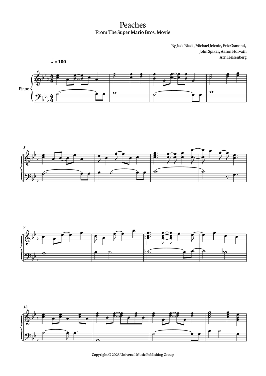 Peaches Piano Solo scores gallery preview page 1