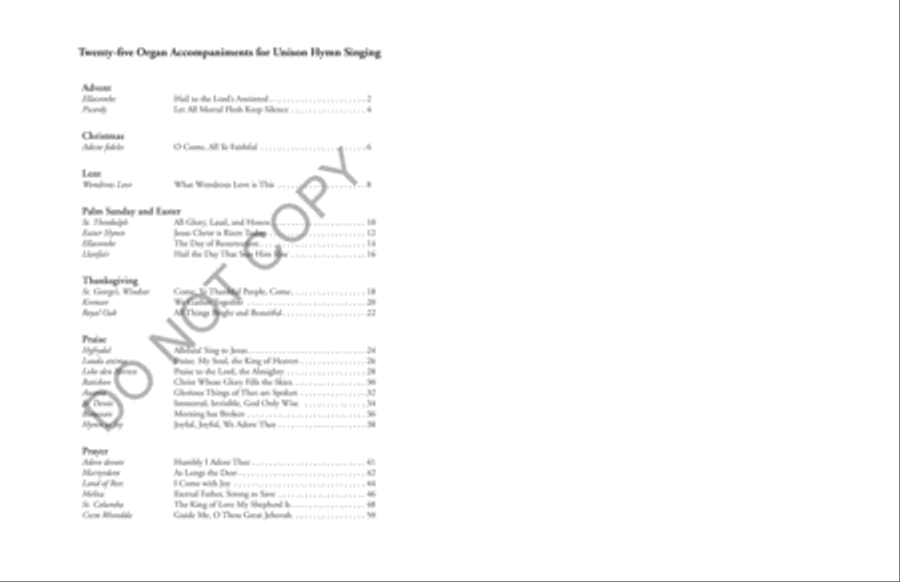 Twenty-five Organ Accompniments for Unison Hymn Singing Unison Choir scores gallery preview page 3