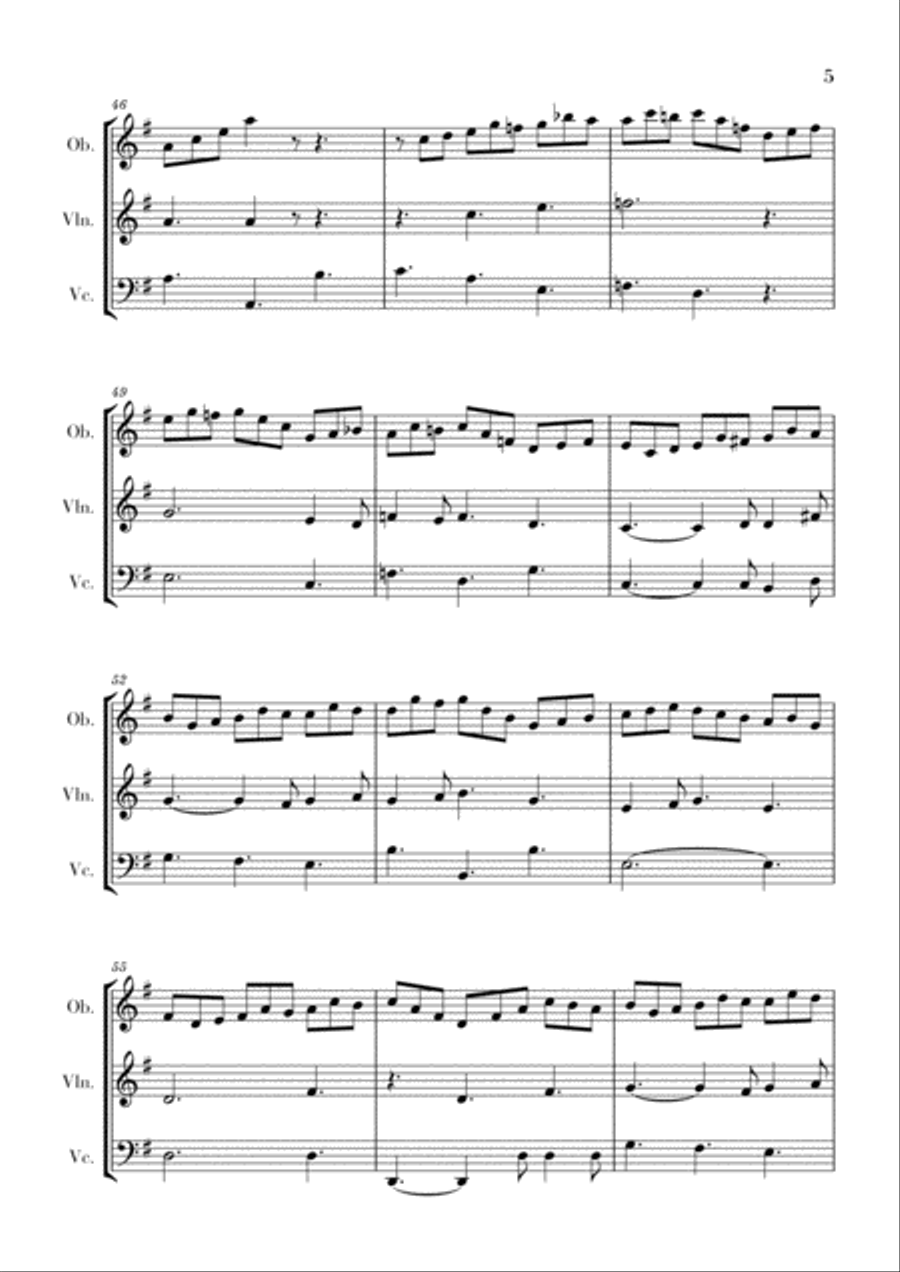 Bach - Jesu, Joy of Man's Desiring for Oboe, Violin and Cello Small Ensemble scores gallery preview page 5
