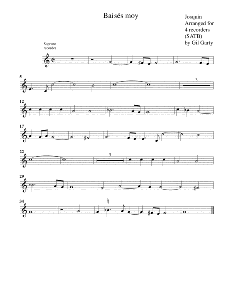 Baisés moy a4 (arrangement for 4 recorders)