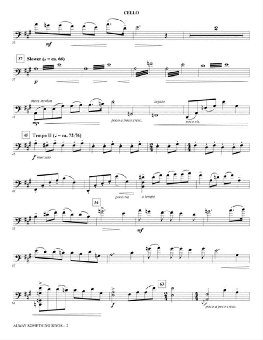 Alway Something Sings - Cello Choir scores gallery preview page 2