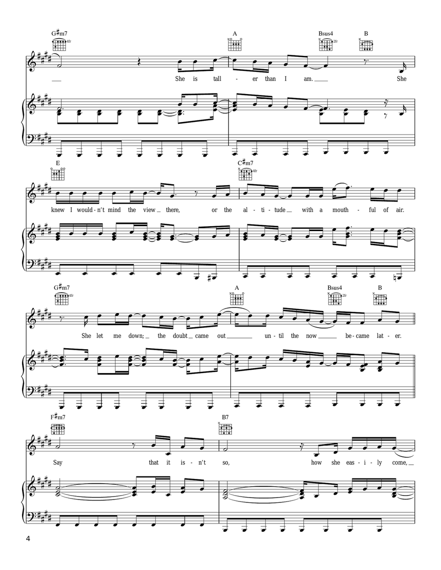 Please Don't Tell Her Piano, Vocal, Guitar scores gallery preview page 4