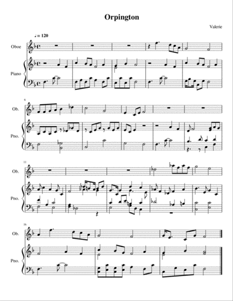 Orpington for Oboe Orpington for Oboe Piano scores gallery preview page 1