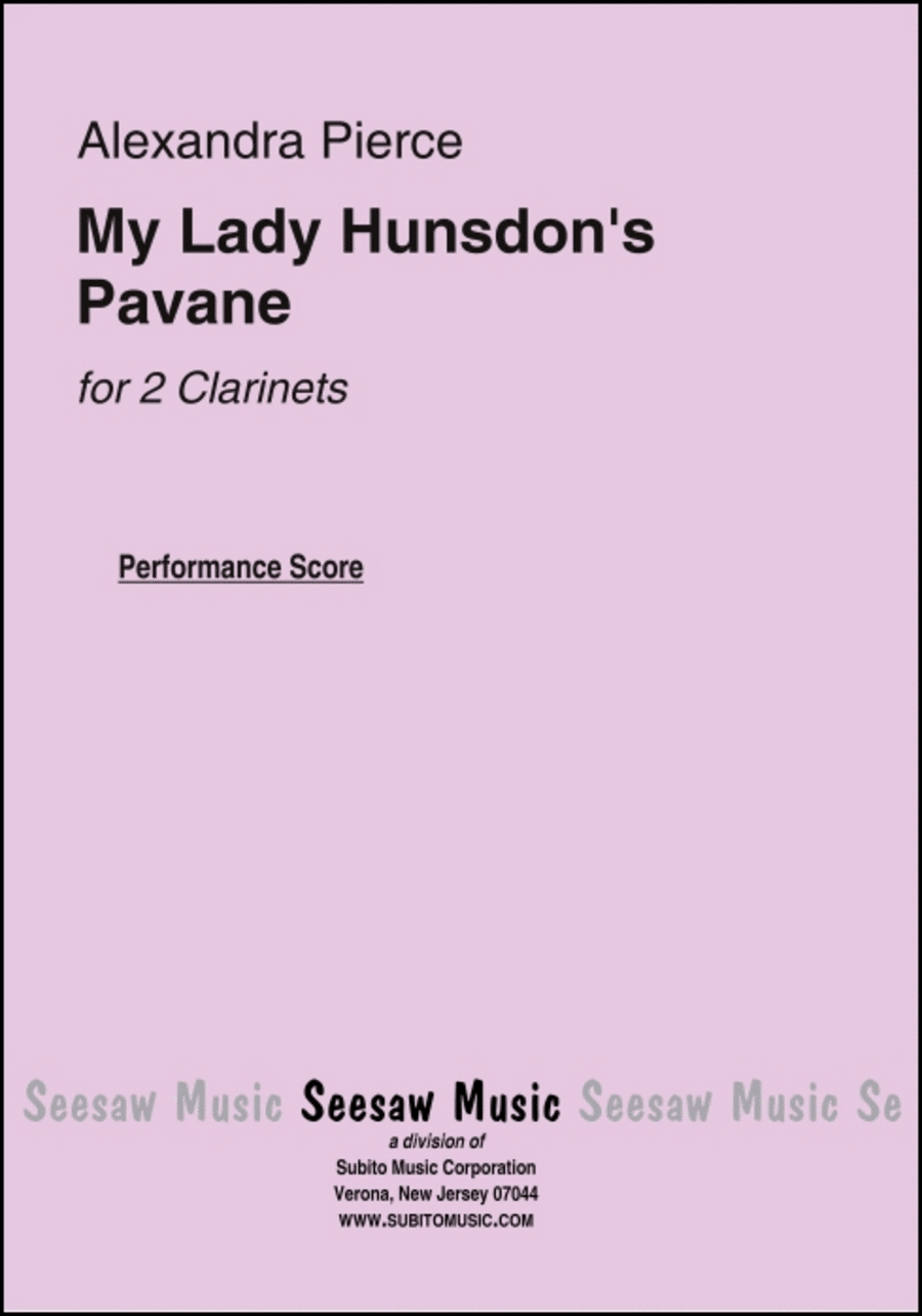 My Lady Hunsdon's Pavane Clarinet Duet scores gallery preview page 1