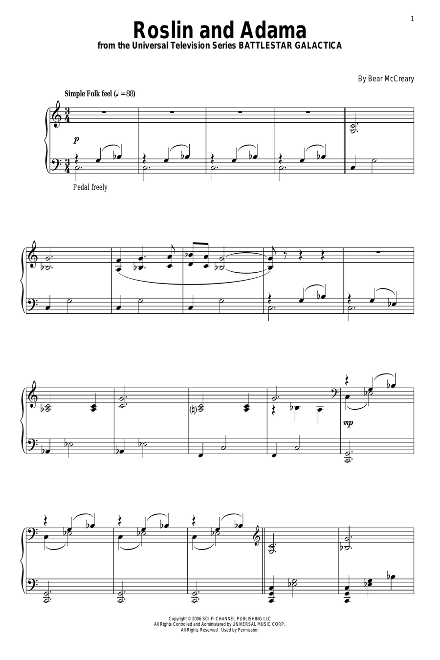 Roslin And Adama Piano Solo scores gallery preview page 1