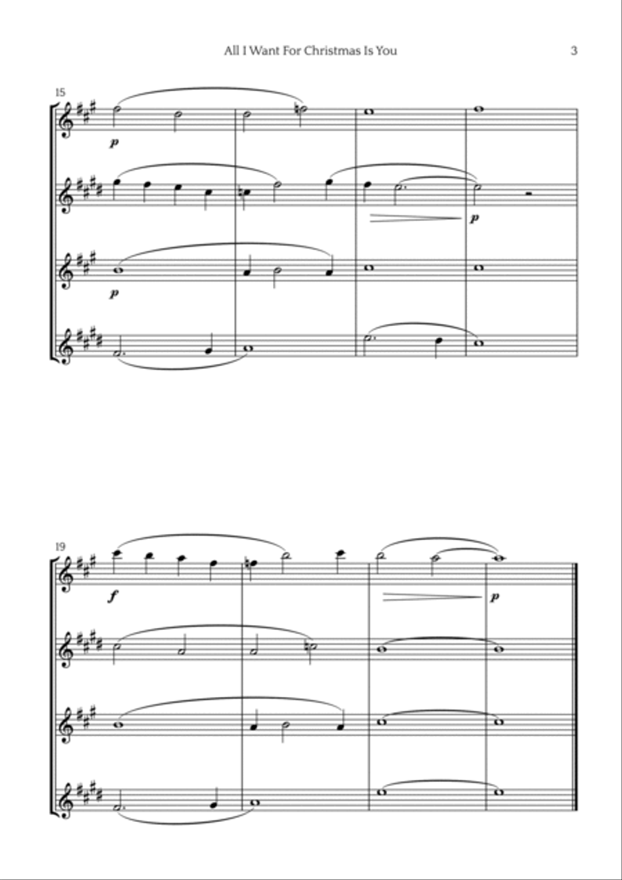 All I Want For Christmas Is You Saxophone Quartet scores gallery preview page 3