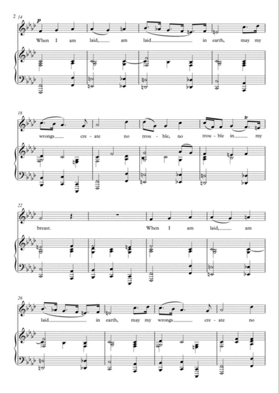 When I Am Laid (Dido's Lament) - F Minor When I Am Laid (Dido's Lament) - F Minor Voice scores gallery preview page 3