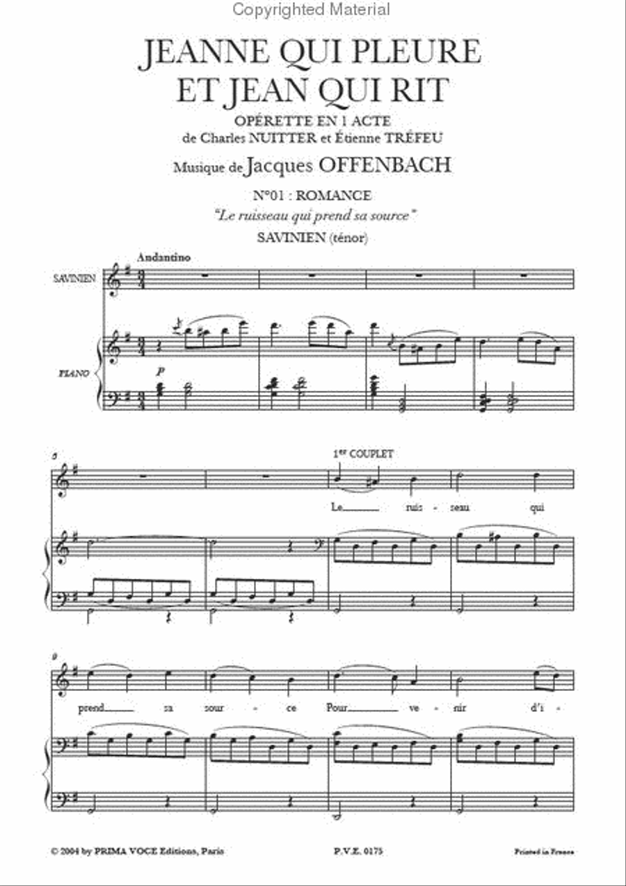 Le ruisseau qui prend sa source from Jeanne qui Pleure et Jean qui Rit SA scores gallery preview page 2