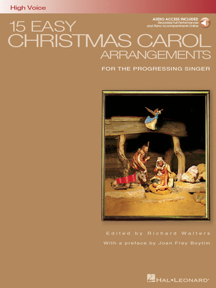Book cover for 15 Easy Christmas Carol Arrangements - High Voice