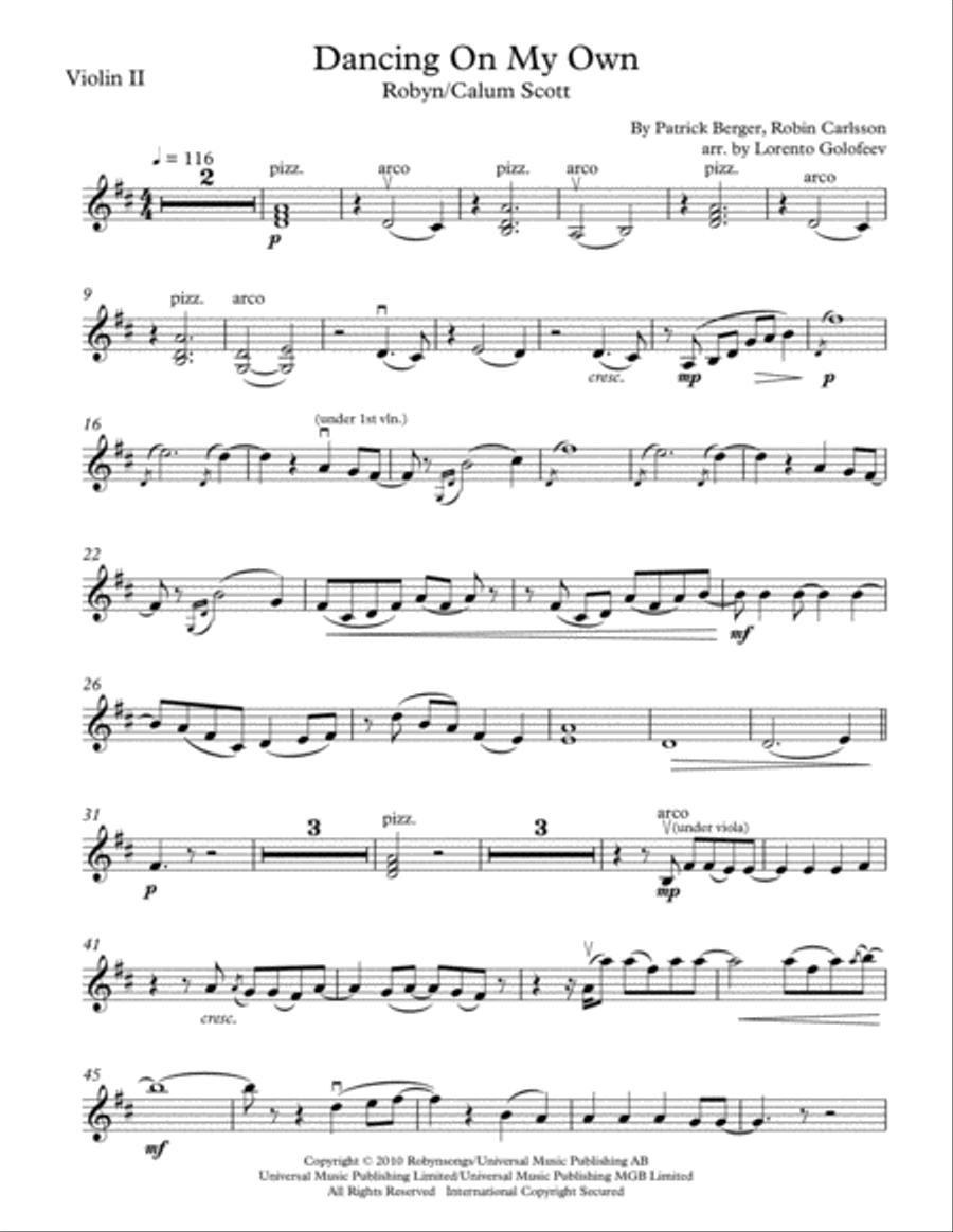 Dancing On My Own String Quartet scores gallery preview page 3