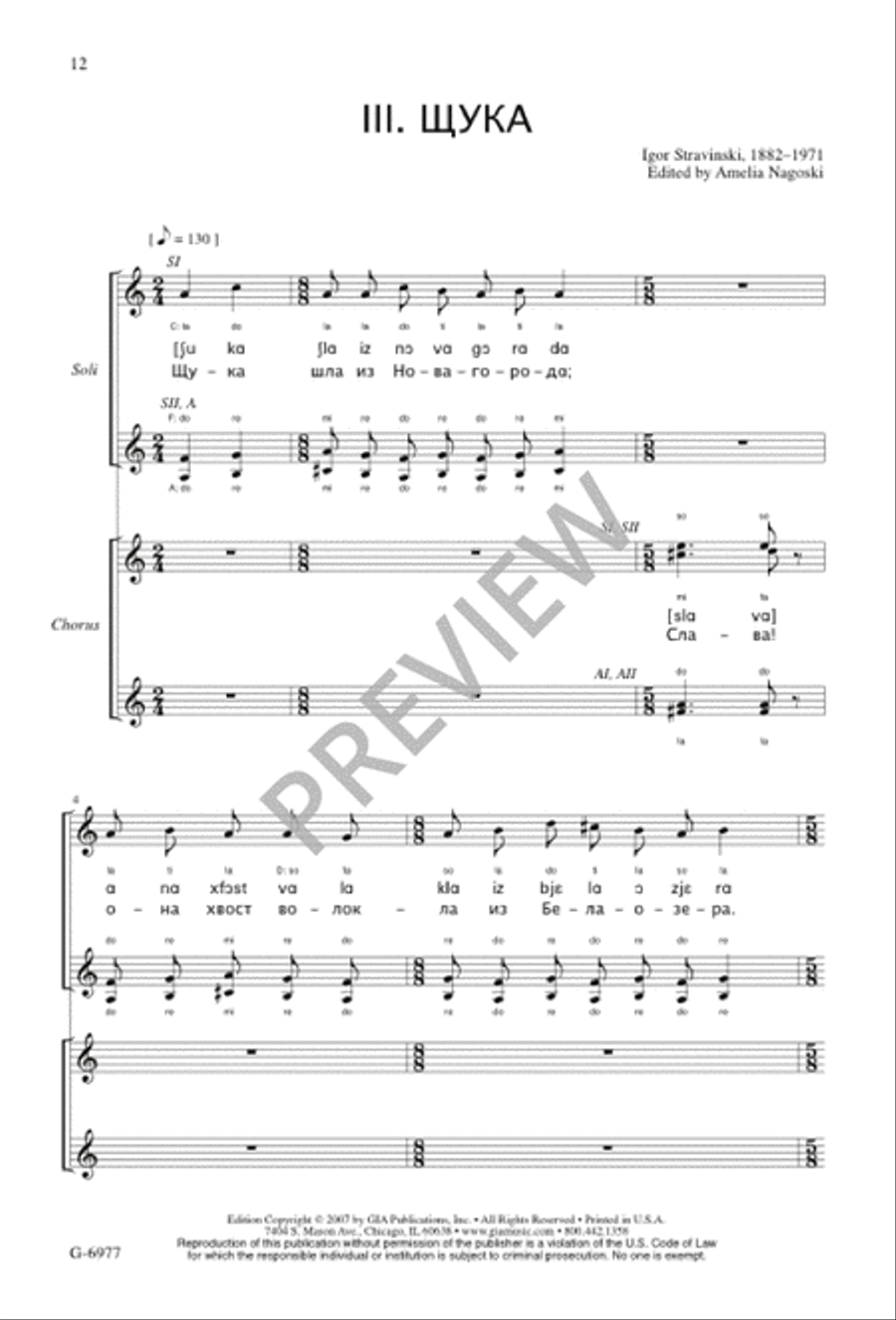 Four Russian Peasant Songs SSAA scores gallery preview page 13