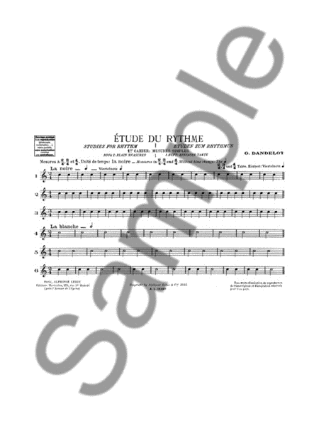 Etude Du Rythme En Cinq Cahiers (musique Download Al30687) Book 1