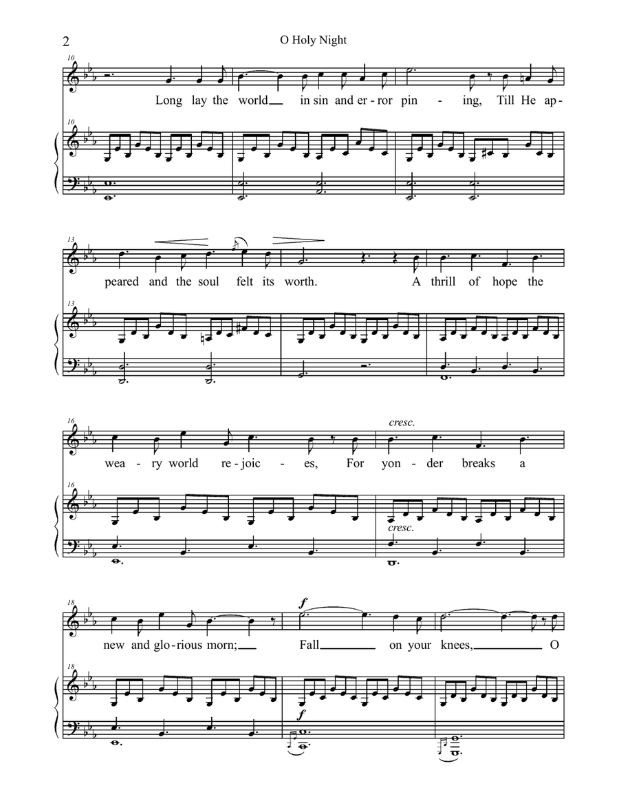 O Holy Night [high, E flat major] Piano, Vocal scores gallery preview page 2