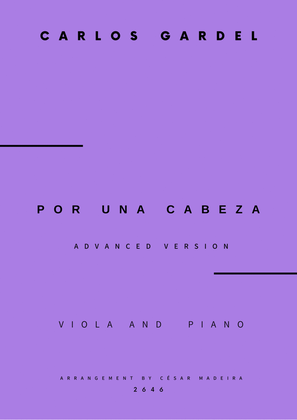 Book cover for Por Una Cabeza - Viola and Piano - Advanced (Full Score and Parts)