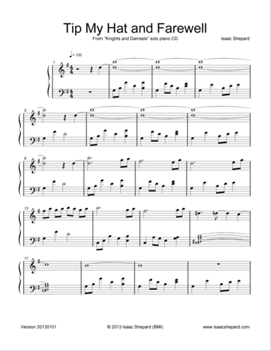 Tip My Hat and Farewell Piano Solo scores gallery preview page 1