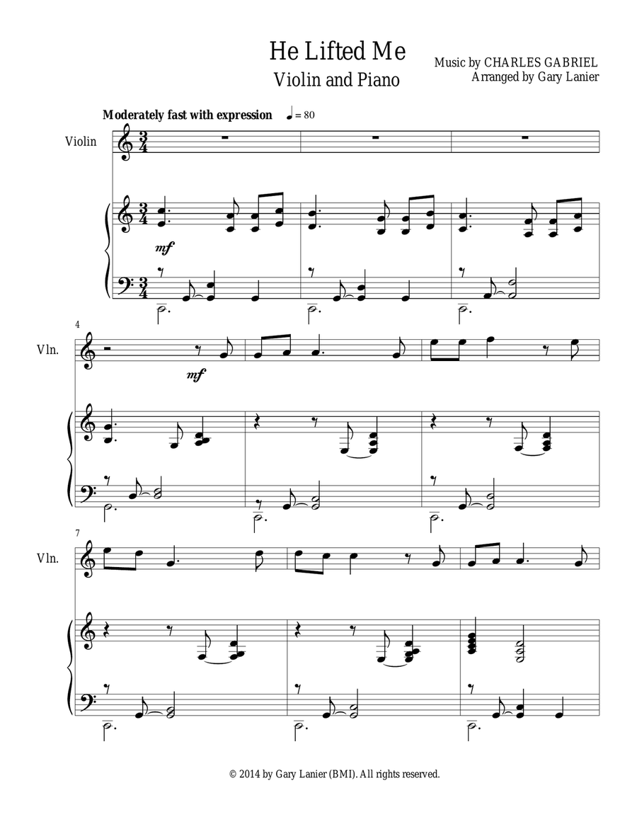 THREE HYMN ARRANGEMENTS for VIOLIN and PIANO (Duet – Violin/Piano with Violin Part) Violin Solo scores gallery preview page 2