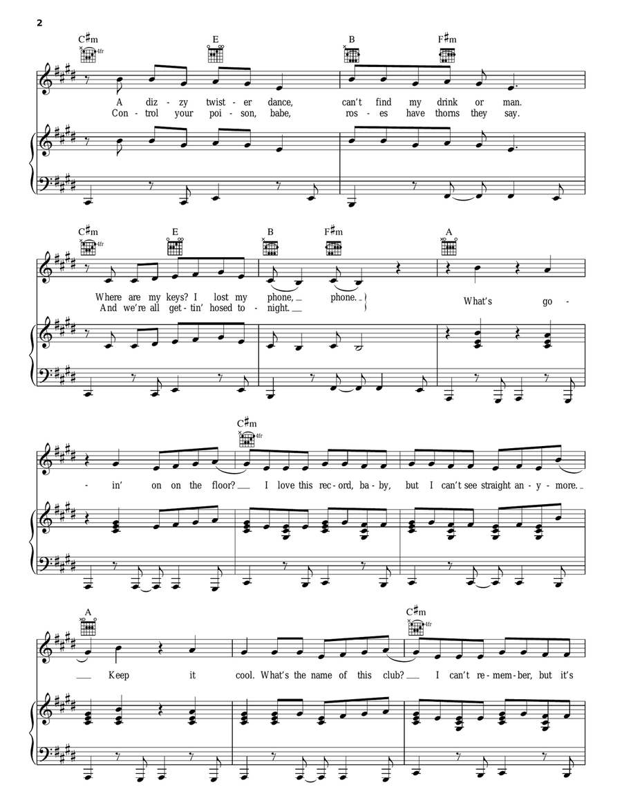 Just Dance Just Dance Piano, Vocal, Guitar scores gallery preview page 2