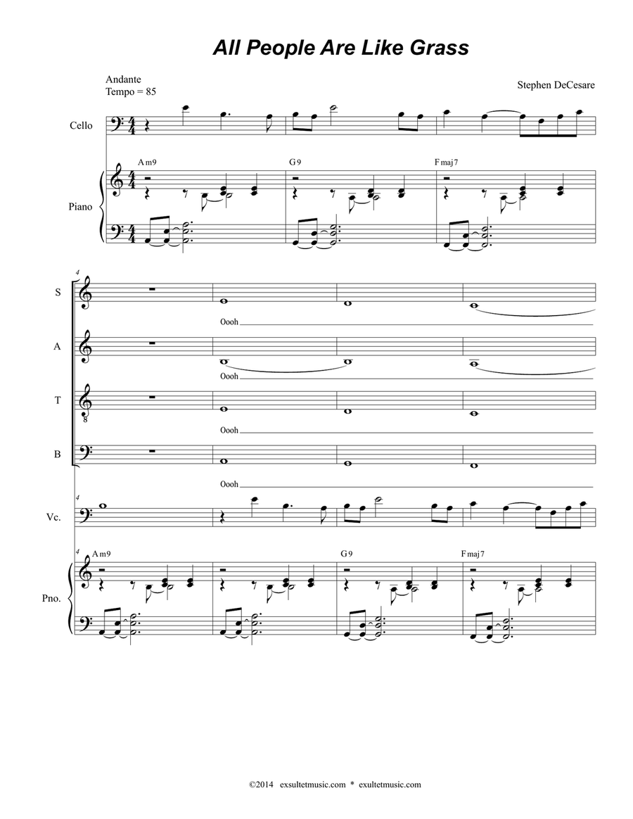 All People Are Like Grass 4-Part scores gallery preview page 1