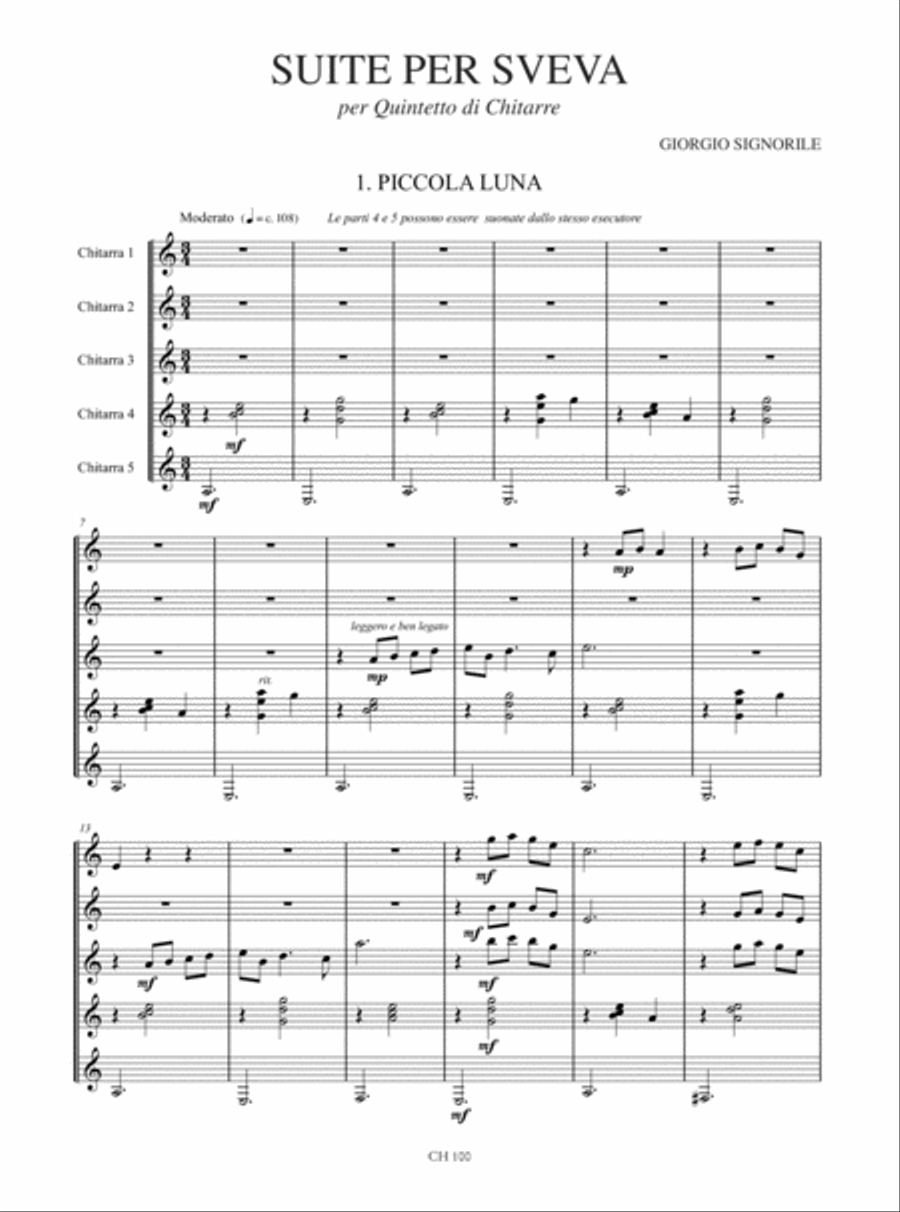 Suite per Sveva for Guitar Quintet Guitar Ensemble scores gallery preview page 2