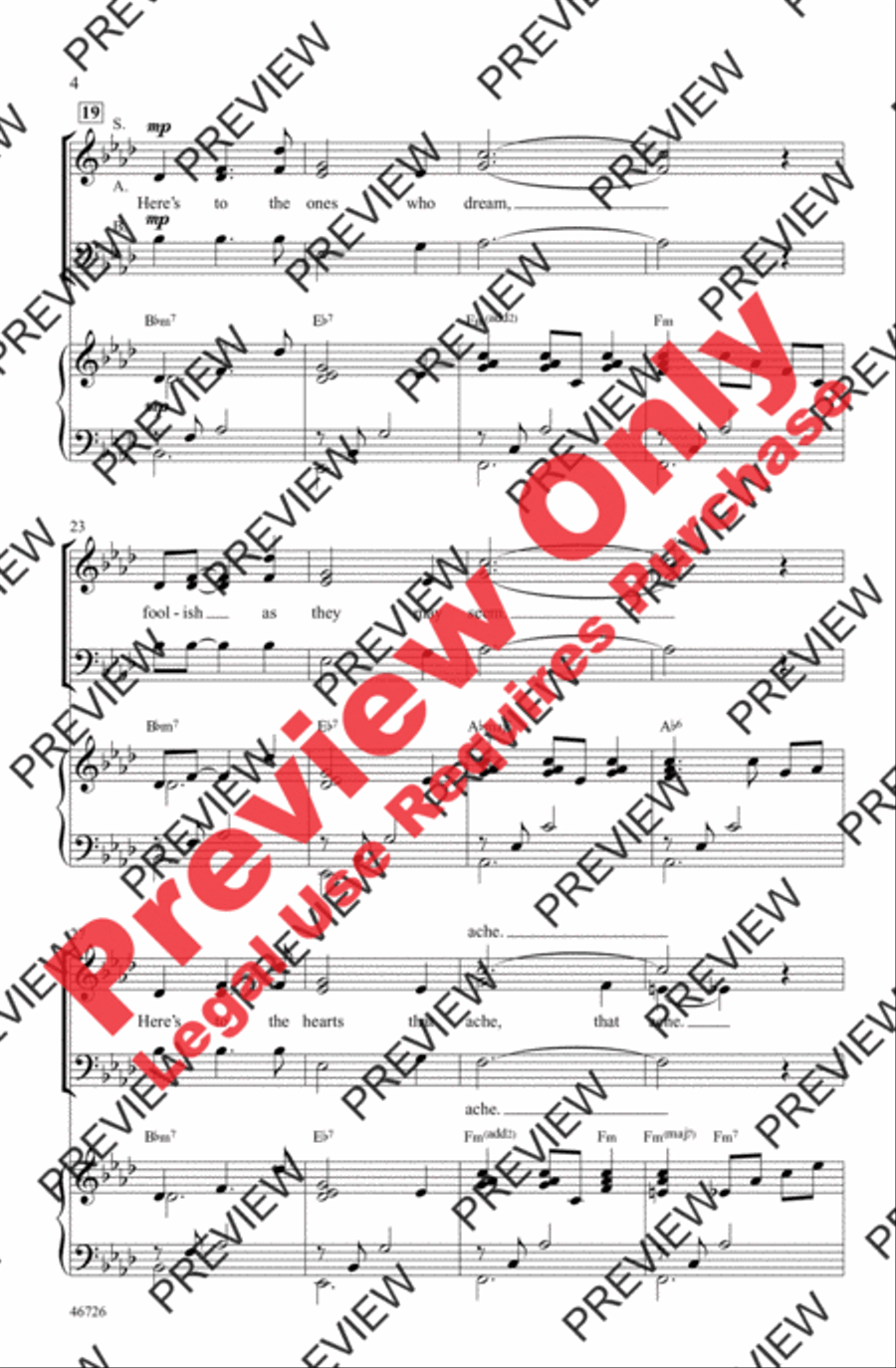 Audition (The Fools Who Dream) 3-Part scores gallery preview page 4