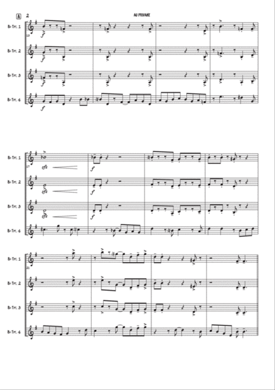 Au Privave Trumpet Duet scores gallery preview page 2