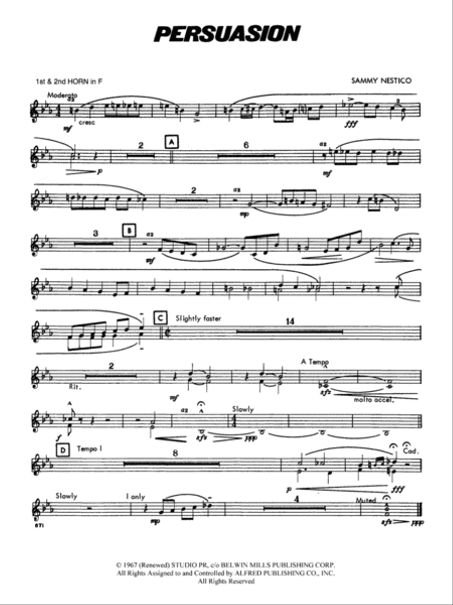 Persuasion: 1st & 2nd F Horns Concert Band scores gallery preview page 1