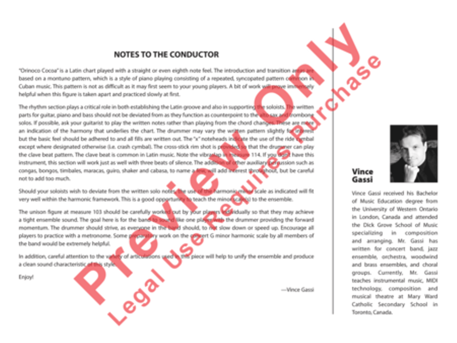 Orinoco Cocoa Jazz Ensemble scores gallery preview page 3