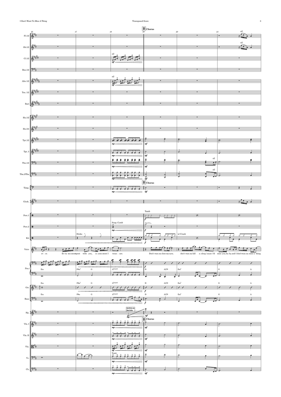 I Don't Want To Miss A Thing Full Orchestra scores gallery preview page 3