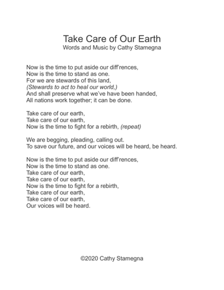 Take Care of Our Earth (SSA Choir, Piano, Optional C Instrument) image number null