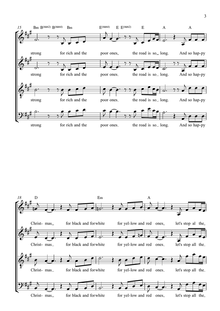 Happy Xmas (War Is Over) Happy Xmas (War Is Over) 4-Part scores gallery preview page 3