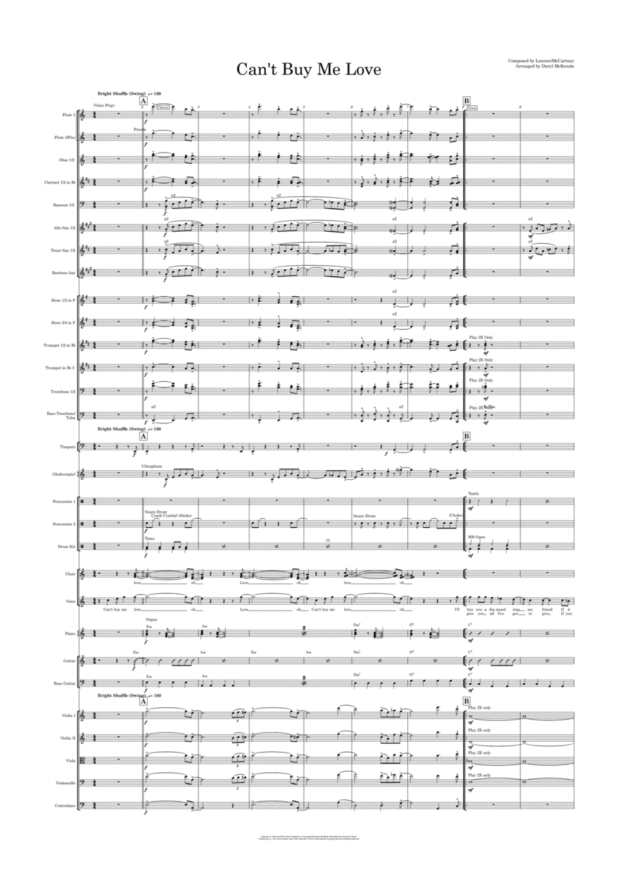 Can't Buy Me Love Full Orchestra scores gallery preview page 1