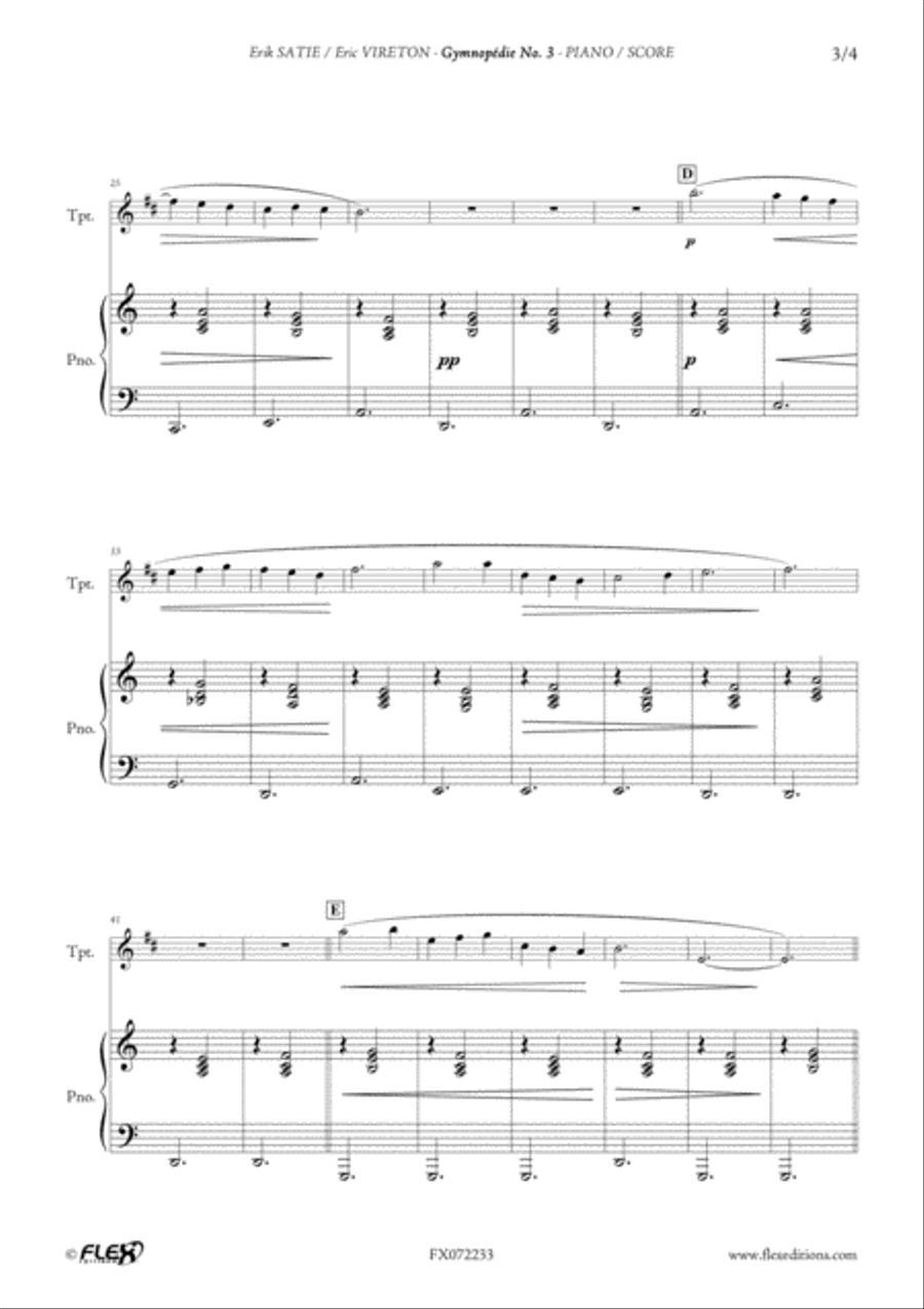 Gymnopedie No. 3 B-Flat Trumpet scores gallery preview page 3