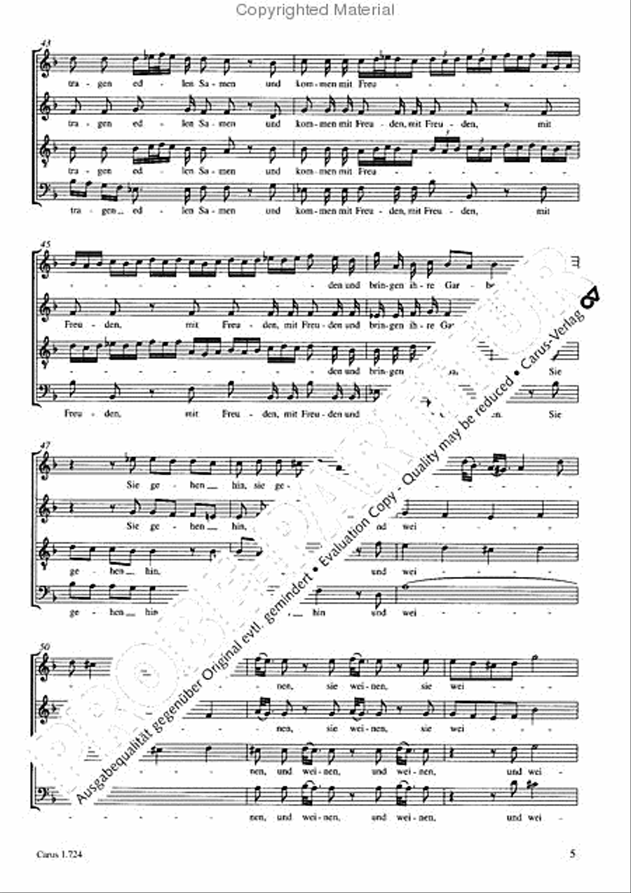 He who weeping soweth (Die mit Tranen saen) 4-Part scores gallery preview page 6