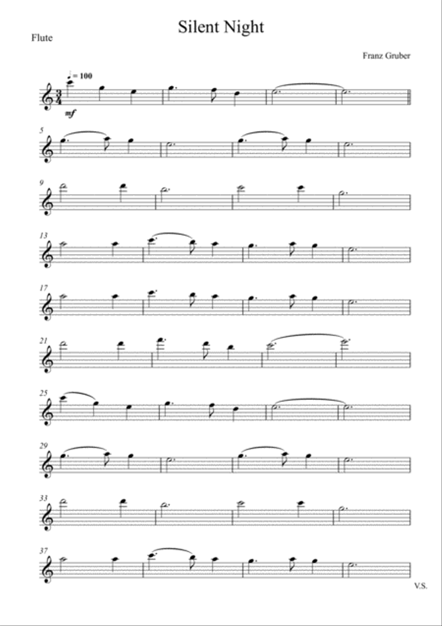 Franz Gruber - Silent Night (Flute and Tuba Duet) Small Ensemble scores gallery preview page 4