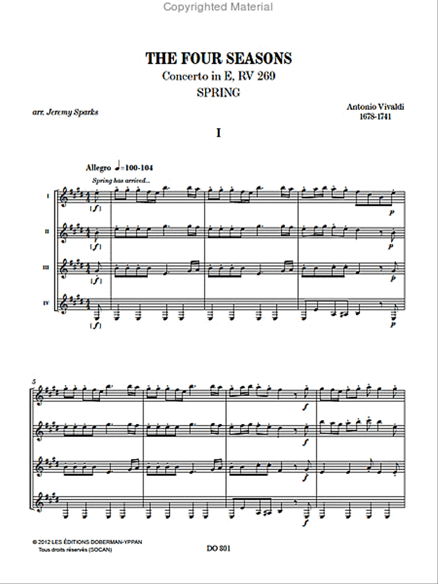 The Four Seasons - Spring Guitar Ensemble scores gallery preview page 2