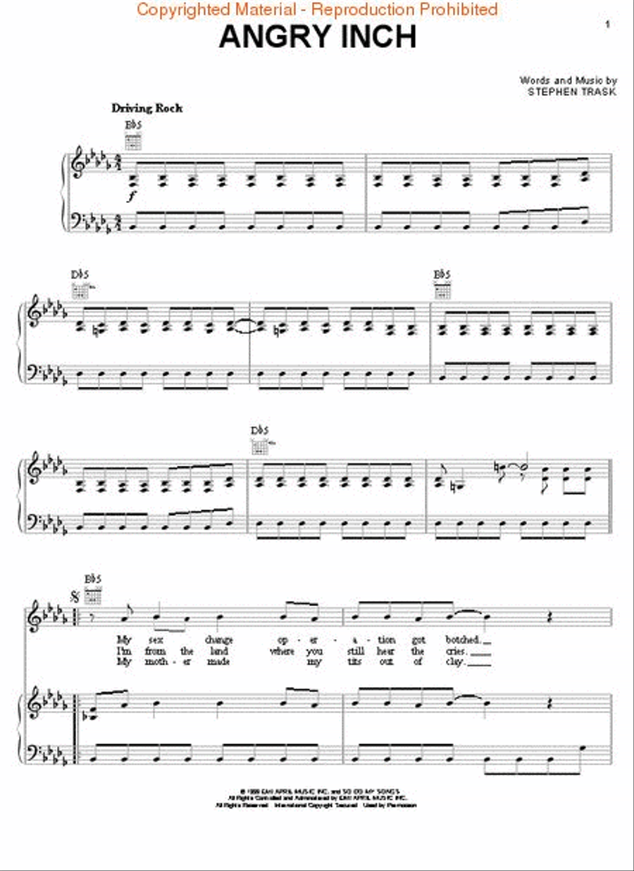 Hedwig and the Angry Inch Piano, Vocal scores gallery preview page 2