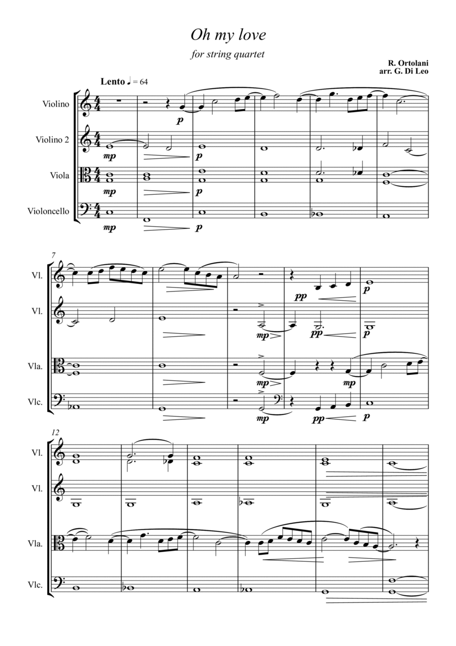 Oh My Love String Quartet scores gallery preview page 1