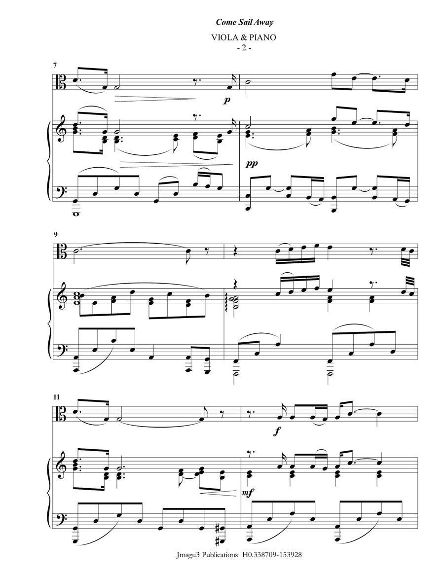 Come Sail Away Viola scores gallery preview page 2