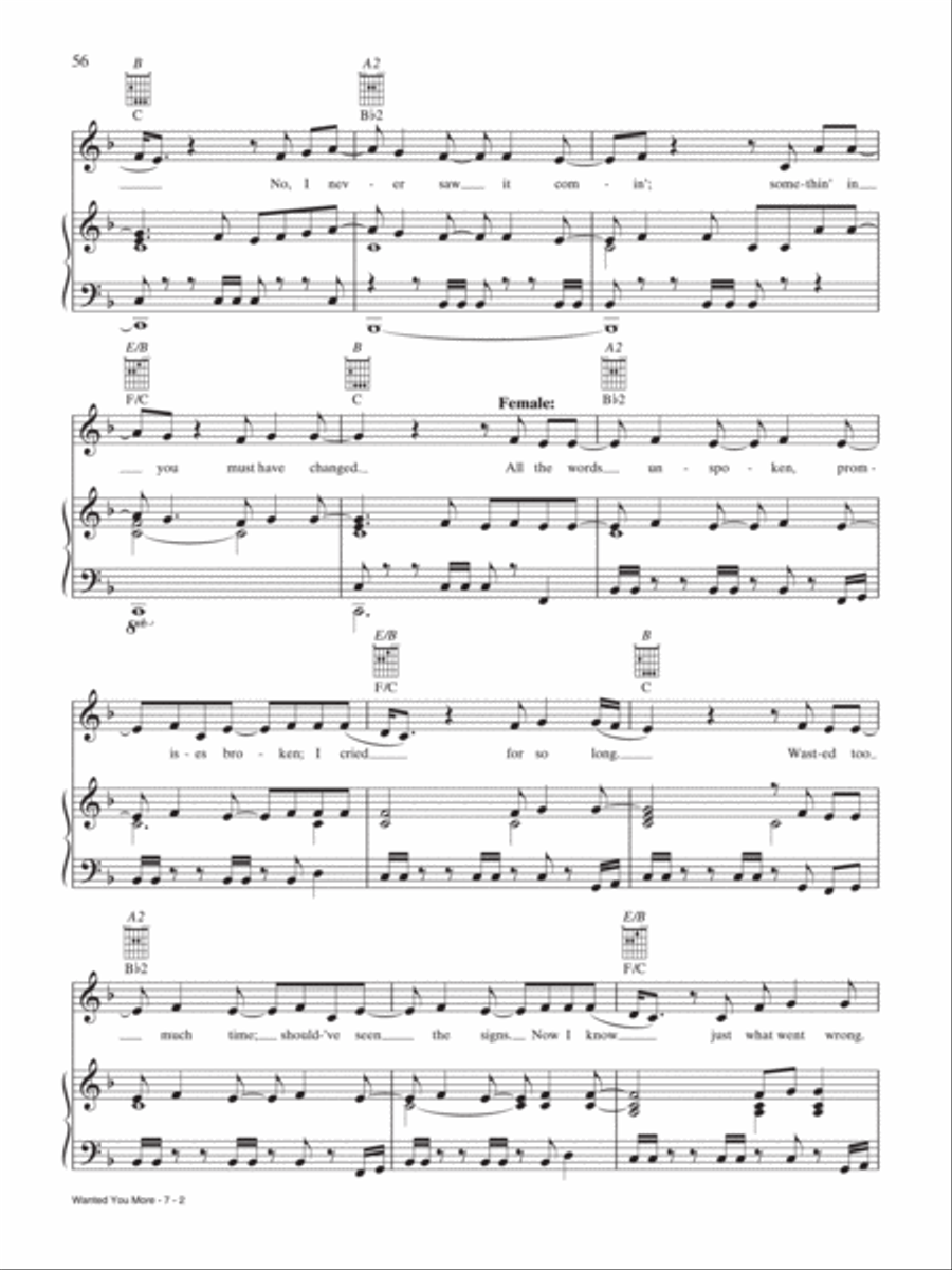 Wanted You More Piano, Vocal, Guitar scores gallery preview page 2