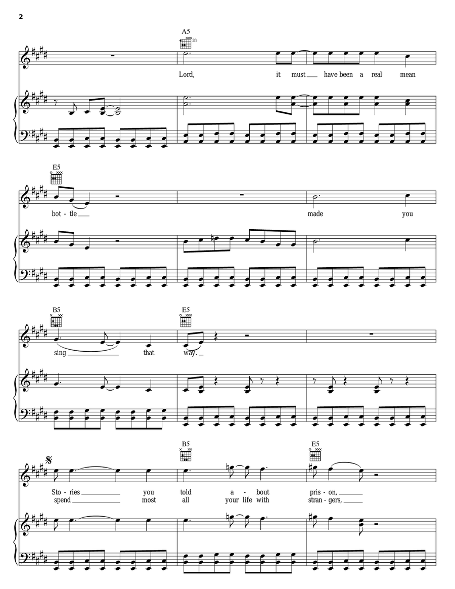 Real Mean Bottle Piano, Vocal, Guitar scores gallery preview page 2