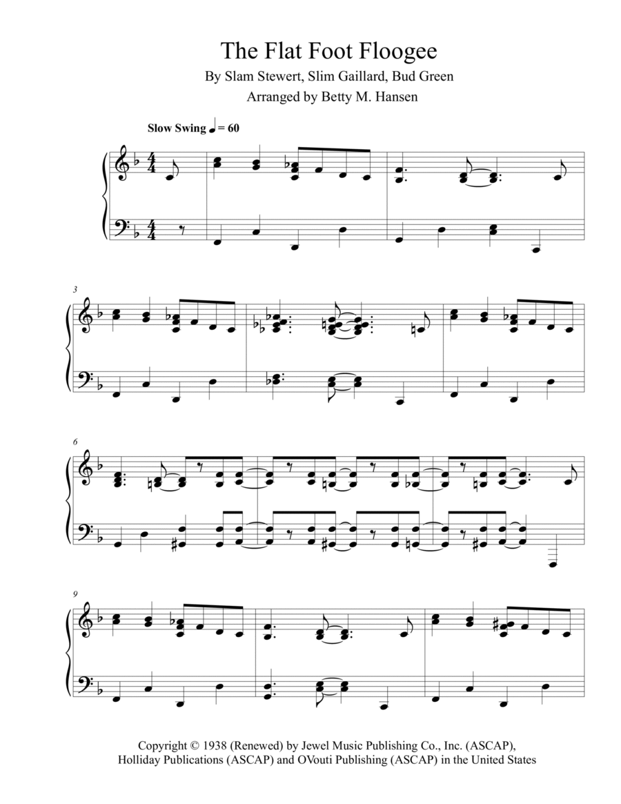 Flat Foot Floogee Piano Solo scores gallery preview page 1