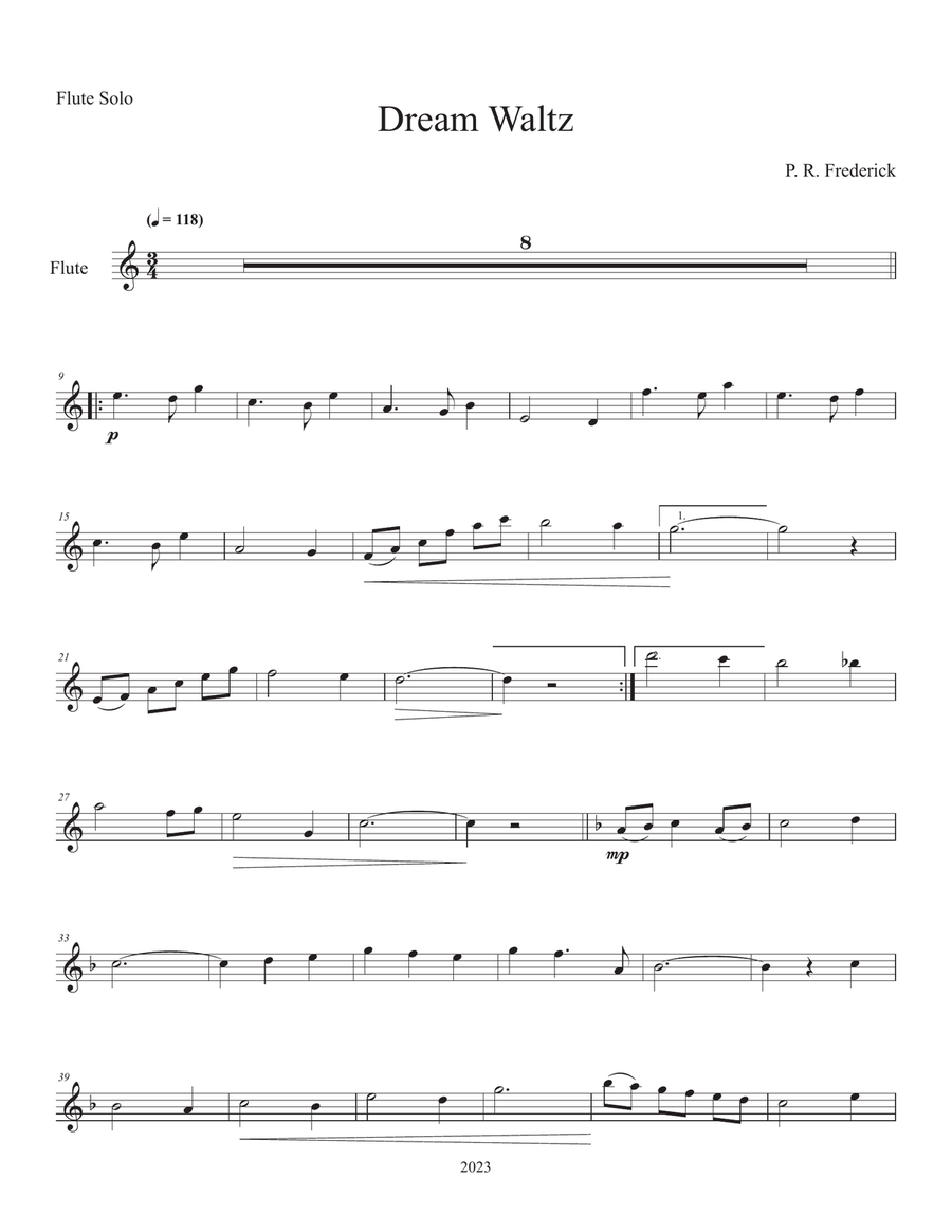 Dream Waltz (Flute Solo) Flute Solo scores gallery preview page 1